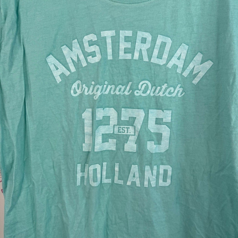 Amsterdam industry T-shirt blue green white Teal Amsterdam Graphic T-Shirt - Picture 5 of 10